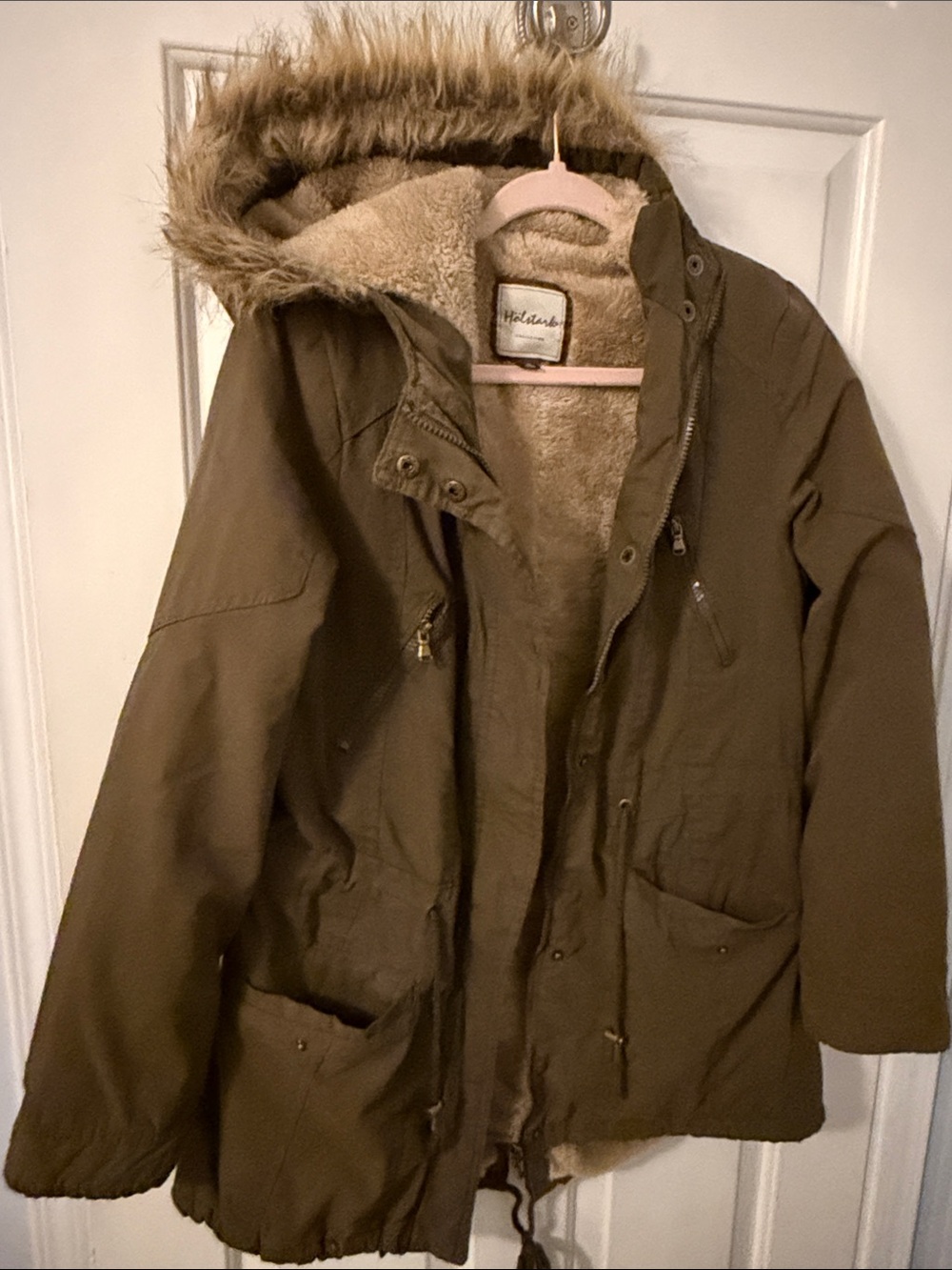 Woolrich Olive Green Faux-Fur Trim Ski Parka - Women